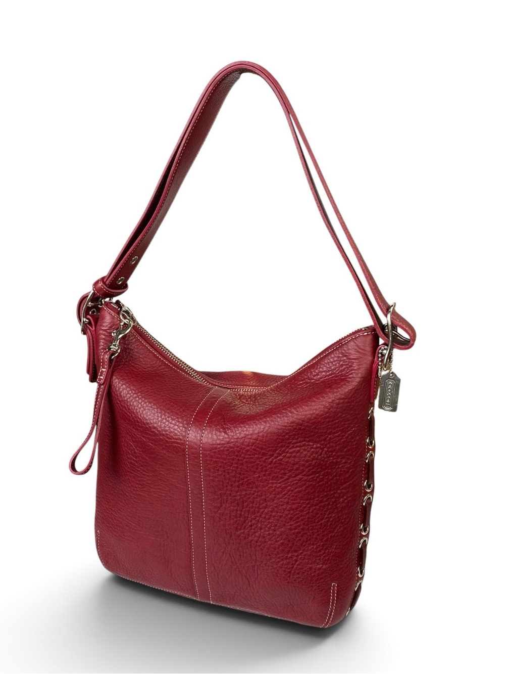 Coach Vintage 2003 Woven Red Soft Milled Leather Shoulder Bag